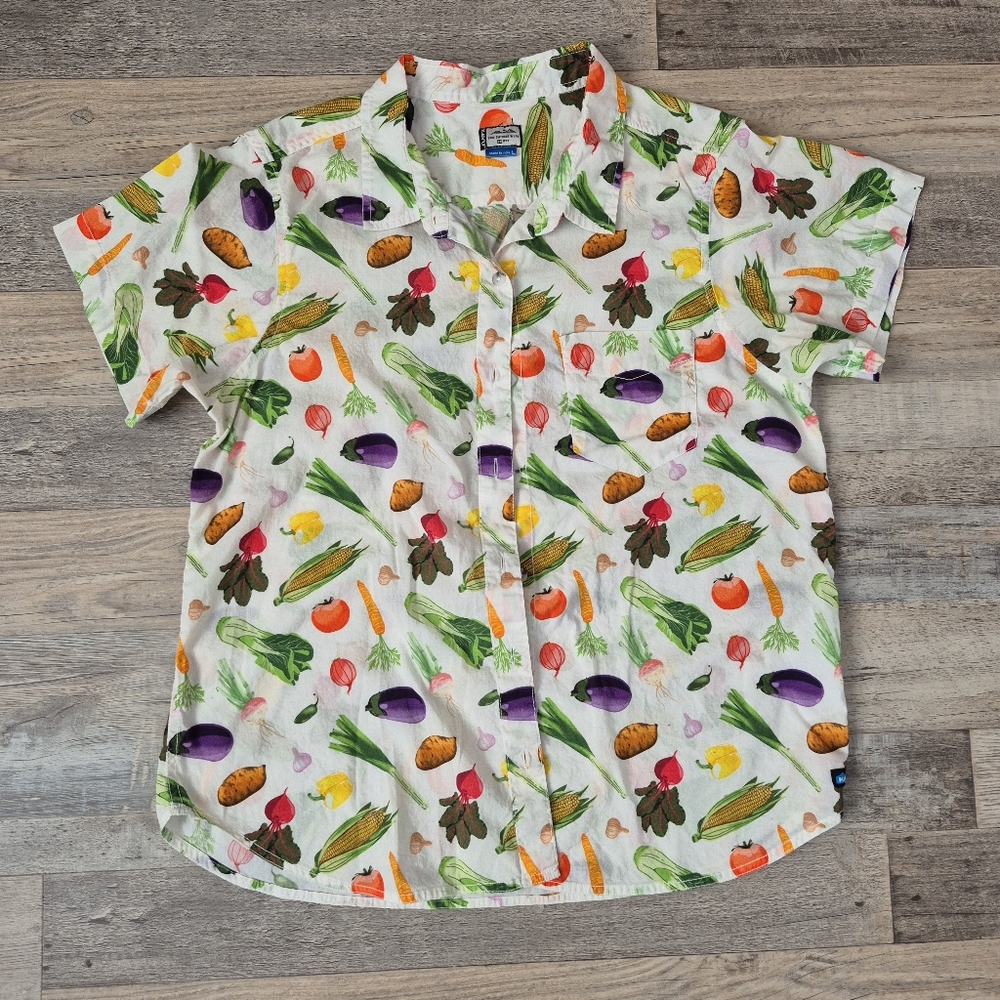 🌽🍅🍆 Kavu Colorful Vegetable Print Shirt, L